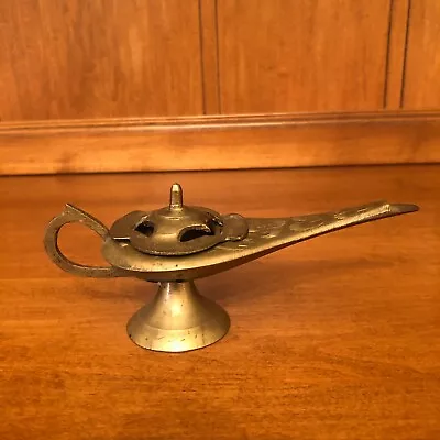 Vintage Brass Mini Aladdin Genie Lamp Incense Burner 6  Long • $7.50