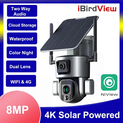 Solar Power 8MP IR Camera 4/10X Zoom 4G Wifi Wireless Security Video Recorder • $280.39