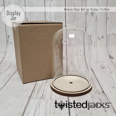 £11.50 • Buy Decorative Glass Dome 11x16cm With Wooden Base Cloche Bell Jar DIY Display Stand