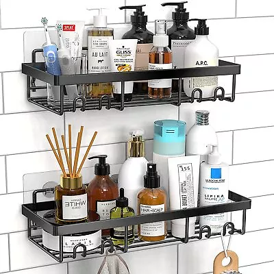 £7.58 • Buy 2x Bathroom Shelves Wall Storage Holder Shower Caddy Kitchen Tidy Organizer Rack