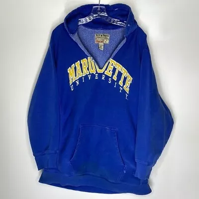 Vintage Steve & Barry's Marquette University Blue Hooded Grunge Sweatshirt Large • $25