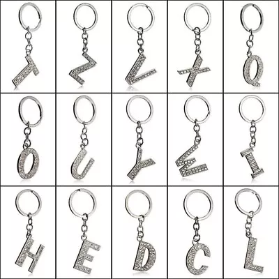 Keyring A-Z Shinny Letter Initial Alphabet Bling Name Crystal Chain Gift • £3.49