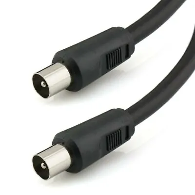 Coaxial TV Aerial Black Cable RF Fly Lead Digital Male To Male 1m  • £2.39