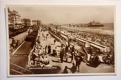 Eastbourne Postcard C1930 Real Photograph Esplanade Pier Changing Tents Sussex • £5.95