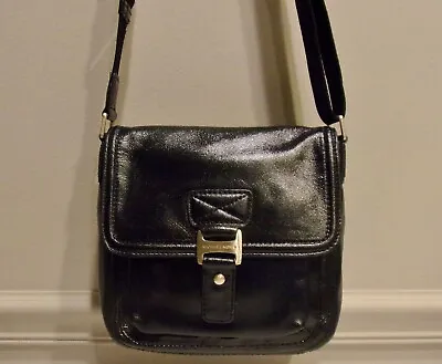 Michael Kors Black Glazed  Grain Leather Adjustable Webbed Nylon  Strap CB Bag • $43.99