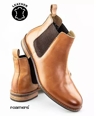 Mens Leather Smart Casual Chelsea Dealer Slip On Walking Ankle Boots Shoes Size • £44.95