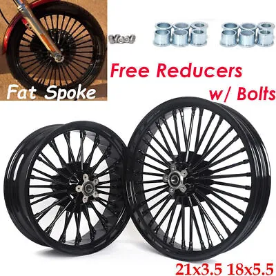 21x3.5 18x5.5 Fat Spoke Wheels For Harley Softail Night Train Fatboy Deuce FLSTF • $659.49