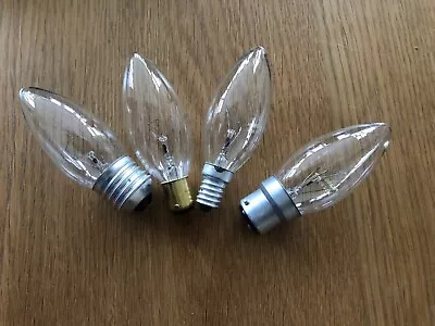 Clear Candle Light Bulbs Incandescent 15W 25W 40W 60W BC ES SBC SES X10 • £12.50