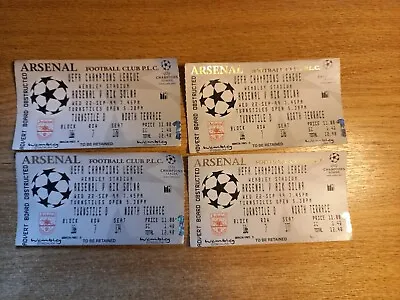 4 X Tickets - Arsenal V AIK Solna UEFA Champions League 22.9.1999 - Wembley • £10