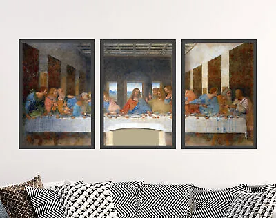 Leonardo Da Vinci The Last Supper Triptych Posters Art Print Painting Jesus • £10.50