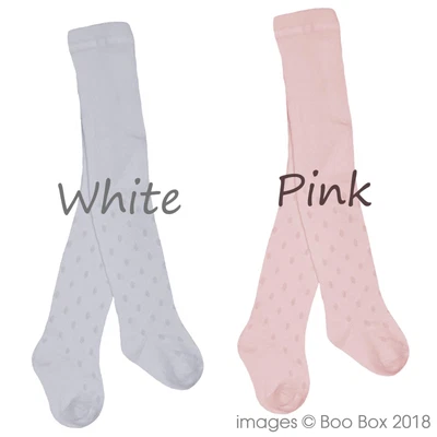 £5.99 • Buy Pex Girls Baby Toddler Cotton Rich White Pink Ribbed Raindrop Tights 0-3 Years