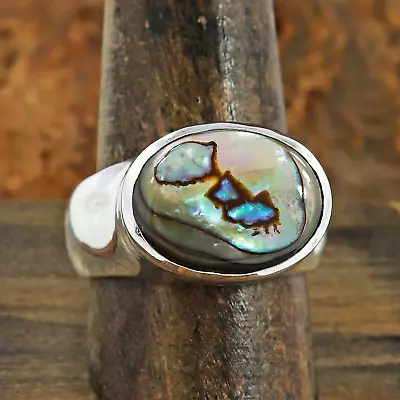 Abalone Shell Ring - 925 Sterling Silver Ring For Men's Gift Size 7 • $59.99