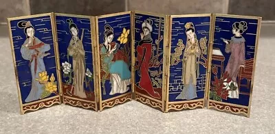 RARE JAPANESE CLOISONNE ENAMEL MINIATURE SCREEN UNSIGNED GEISHA GIRLS Elegant • £33.76