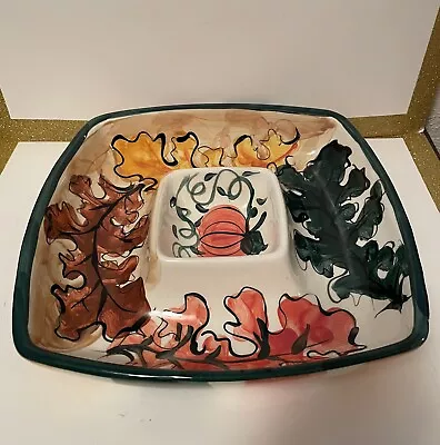 Vintage Hand Painted Pumpkins Fall Chip And Dip VICKI Carroll Platter 1995 • $25