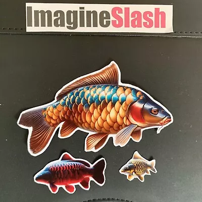 Mirror Carp Fishing Stickers Waterproof  Pack Of  3 Unique Stickers Of Hq Art • £5.90