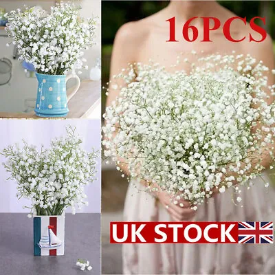 16PC Artificial Gypsophila Fake Flowers Baby's Breath Silk Bouquet Wedding Decor • £3.59
