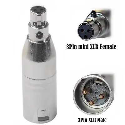 XLR 3-Pin Male To Mini XLR 3-Pin Female Audio Microphone Adapter • £5.95