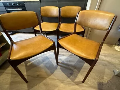 Set Of 4 'Danish' Erik Buch Style Vinyl Dining Chairs • £199