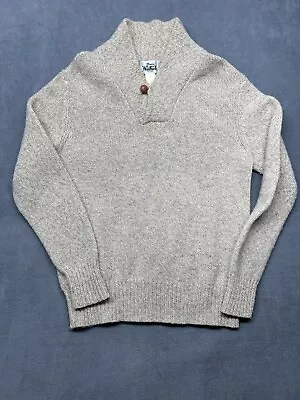 Woolrich Sweater Vintage Mens Large Long Sleeve Shawl Collar Knit Beige Wool • $25