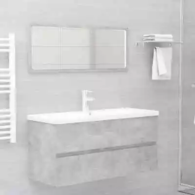 Bathroom Vanity Unit Mirror Set Built Basin Sink Storage Cabinet Concrete Grey • $360.61
