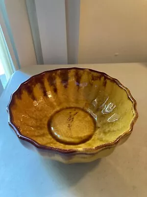 Vintage Frank Moreno Ceramics USA Hand Made Glazed Bowl MCM Yellow Brown • $40