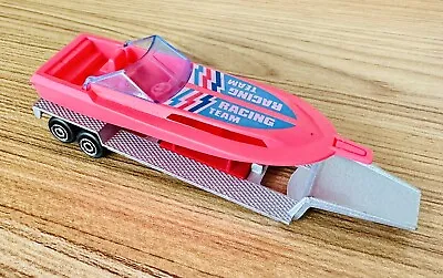 1980 Majorette 300 Series Race Boat Transport Trailer With Pink Boat France Toy • $20