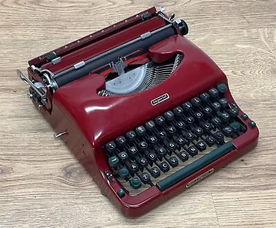 Rare Italic Typeface Font Cherry Red Imperial GC5 Portable Manual Typewriter • £349.99