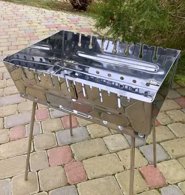 Mangal Grill Shish Kebab Grill Folding Stainless Steel 2Mm Portable With 8 Shash • $199.99