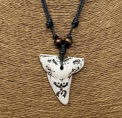 Resin Mako Shark Tooth Resin Pendant Surfer Necklace Men Coqui Taino Necklace • $14.95