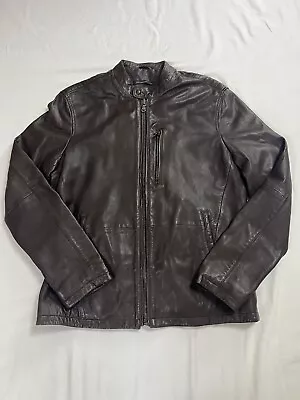 John Varvatos Kris Leather Jacket Brown Sheep Skin Size M Jacket EUC • $235