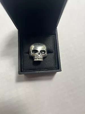 VINTAGE Y2K SKULL RING ADJUSTABLE BAND Stainless Nice Condition! • $17.95