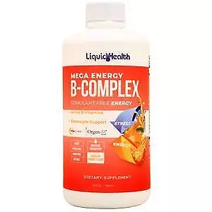 Liquid Health Mega Energy B Complex Liquid Tangerine Orange 32 Fl.oz • $24.32