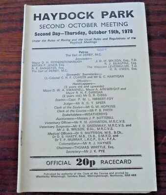 £2.95 • Buy Haydock Park Race Card October 19th, 1978 - The Silver Birch Stakes