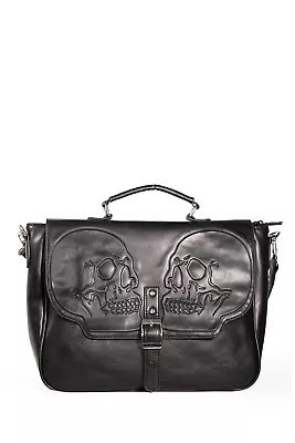 £34.99 • Buy BANNED Apparel Black Gothic Punk Emo Embossed Skulls Fire Armour Shoulder Bag