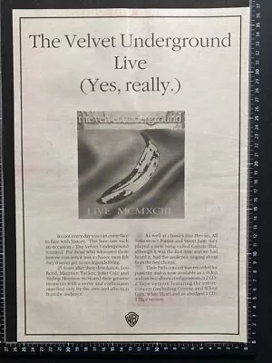 £12.99 • Buy The Velvet Underground - Live - 1994 Original Advert / Poster 
