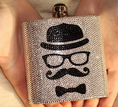 $3495 Judith Leiber Moustache Flask Bag FACELESS MAN HANDLEBAR BOWLER HAT BLACK • $1799.99