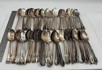 Lot Of 100 Assorted Vintage Silverplate Oval Soup Dessert Spoons - Lot#178 • $129.99