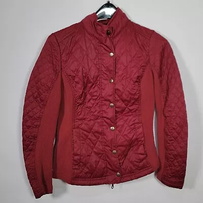 Merona Womens Jacket Burgundy Quilted Full Zip Pockets Collared Size S • $21.75