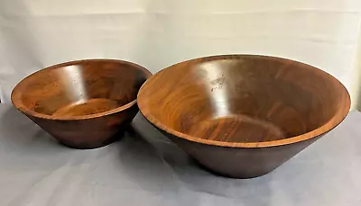 Vintage Quality 'Burl Walnut' Wooden Bowl Billings Missouri Deco Art - Set Of 2 • $61.85