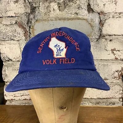 Vintage Sentry Independence Volk Field Cap Logo Mesh SnapBack  Embroidered USA • $15