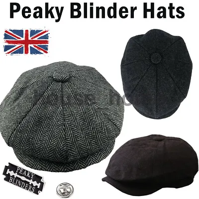 £6.72 • Buy Peaky Blinders Cap Mens Tommy Shelby Baker Boy Hat Herringbone Gatsby Newsboy