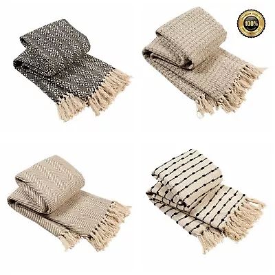 £9.99 • Buy Cotton Throws Sofa Bed Super Soft Throw Blanket For Summer Winter Bed Spread