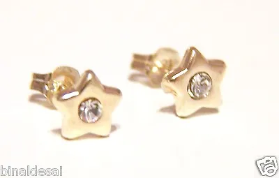 9ct Gold 6mm Small 5 Five Star CZ Studs Earrings Ladies Girls X'mas GIFT BOX NEW • £17.50