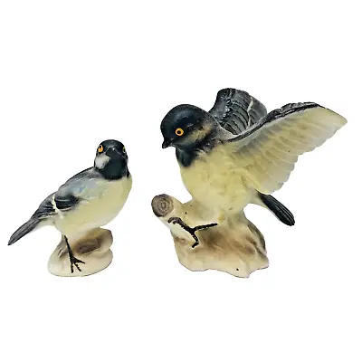 Vintage Miniature Bird Porcelain 2  Figurine YELLOW BREASTED CHAT Songbird • $9.08