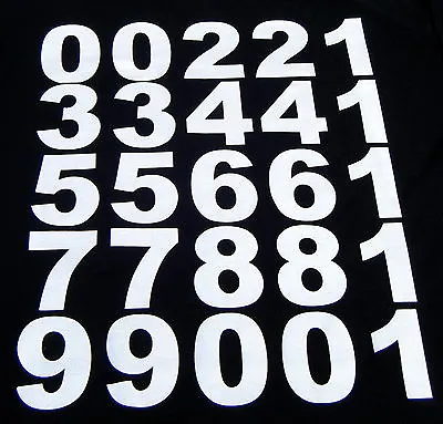 Iron On BIG BOLD 70mm.NUMBERS- In White For Materialfabric. T-shirts Etc.etc • £3.75