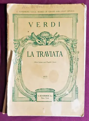 Antique Schirmer's Vocal Score Verdi La Traviata 1926 • $8.99