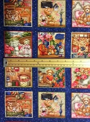 Buddy Bears Teddy Bear Cotton Quilting Fabric - 50 Panels Each 9.5cm X 8.5cm • £9.56