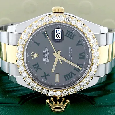 Rolex Datejust II 41mm 2-Tone 4.72Ct Diamond Bezel/FactoryRoman Dial 116333 • $20550