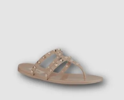 $450 Valentino Women's Beige Summer Rockstud Jelly Sandals Shoes Size 38/US 8 • £121.80
