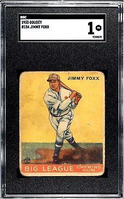 1933 Goudey #154 Jimmy Foxx Sgc 1 9759879 Jimmie Foxx • $419.99